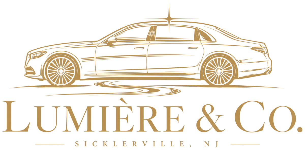 Lumiere & Co. logo: a line drawing of a luxury sedan on a winding road, with a glint of light above it. Sicklerville, NJ.